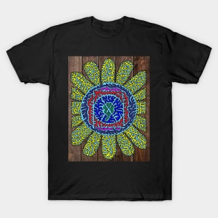 Sunflower with Wood Fence Background T-Shirt